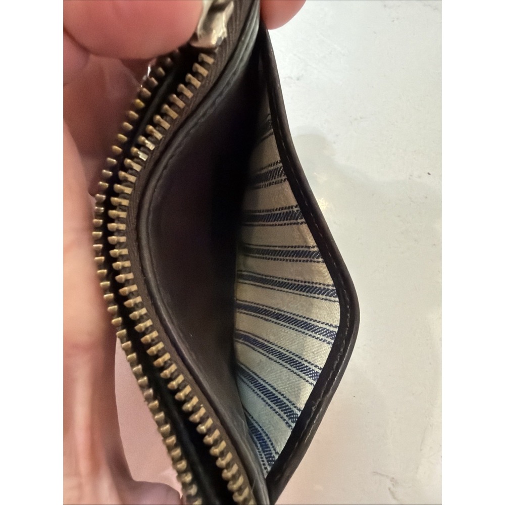 Vintage 90s Coach Mini Skinny Case 6902 Brown  Leather Zip Keychain Pouch Wallet - Picture 5 of 8